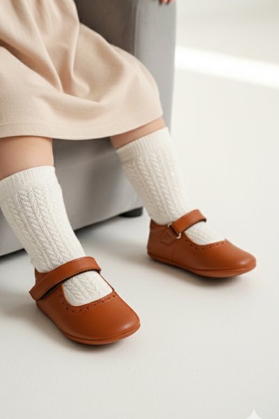 Cevoclub kids Genuine Leather Velcro Orthopedic İlkadım Baby Shoes Cv-443