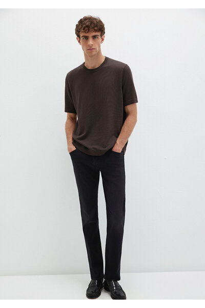 Mavi Кафява плетена тениска с къс ръкав, редовна кройка / нормална кройка 0710312-70219