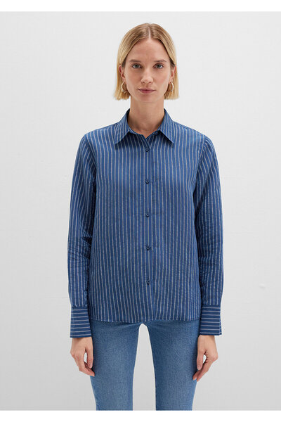 Mavi Tencel TM Liyosel Karışımlı Çizgili Gömlek Regular Fit / Normal Kesim 1211374-91372