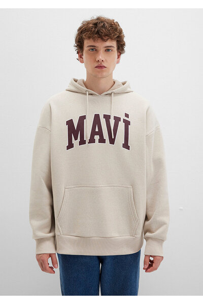 Mavi Beiges Sweatshirt mit Kapuze und Logo-Print 067149-70004