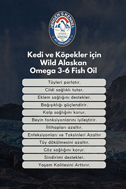 Jorgens Kennel Kedi Ve Köpek Için Doğal Omega 3-6 Wild Alaskan Triple Strength Balık Yağı I Fish Oil