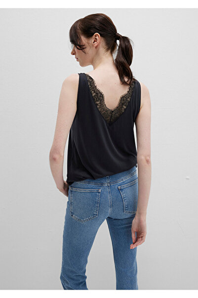 Mavi Lace Detailed Tencel Tm Black Modal Tank Top Slim Fit / Slim Fit 1613215-900