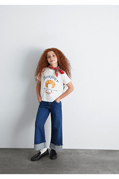 Mavi Croissant Printed Ecru T-Shirt Regular Fit / Regular Cut 7610358-70057