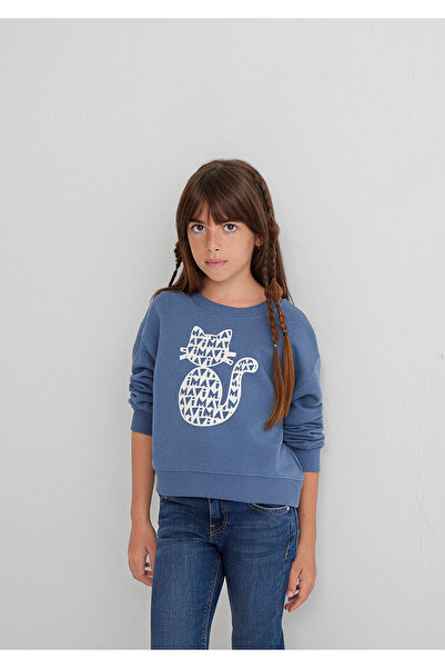 Mavi Hanorac cu imprimeu pisică 7S10133-86702