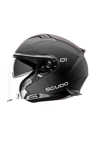 Scudo O1 Open Face Çene Açık Güneş Vizörlü Motosiklet Kaskı Ece 22.06 Sertifikalı Mat Siyah