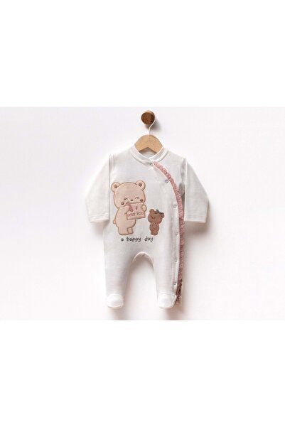 LOVE MAXX Lace Bear Love You Embroidered Jumpsuit Ecru