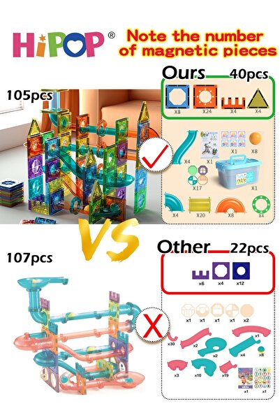 HIPOP Magnetic Toys Building Block Set With Storage Box,Stacking Blocks 105 PCS,Early Educational Building