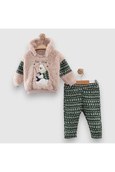 Necix's WINTER ADVENTURE KAPÜŞONLU PELUŞ ALT ÜST TAKIM Haki