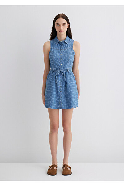 Mavi Raven Akdeniz Yıldız Baskılı Indigo Mavisi Jean Elbise 1310660-89760