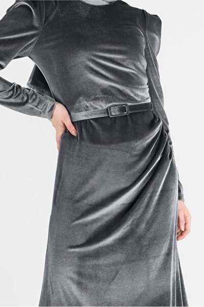 Alvina BELT DETAIL VELVET DRESS 42452