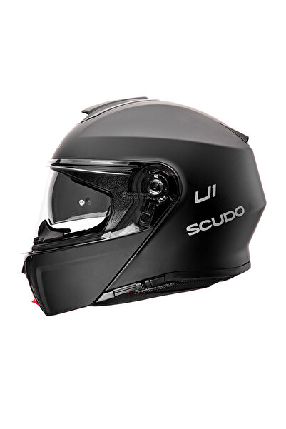 Scudo U1 Modüler Çene Açılır Güneş Vizörlü Motosiklet Kaskı Ece 22.06 Sertifikalı Mat Siyah