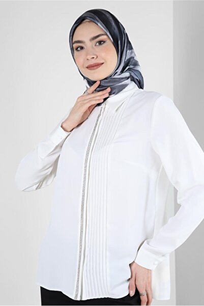 Alvina STONE DETAILED SHIRT COLLAR BLUZ 43574