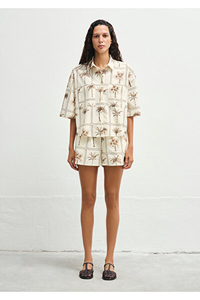 Mavi Cămașă cu imprimeu Palmiye Oversize / Wide Cut 1211309-91116