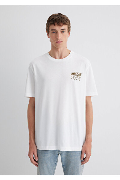 Mavi Τυπωμένο λευκό μπλουζάκι Loose Fit / Loose Relaxed Cut 0613032-70057