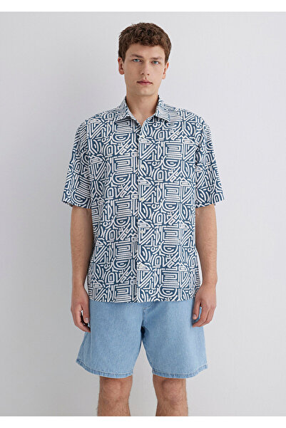 Mavi Cămașă albastră imprimată Loose Fit / Loose Fit Casual 0211595-90733