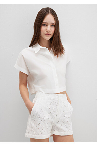 Mavi Collar Detailed Crop Ecru Shirt Crop / Short Cut 1211170-70057