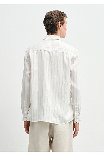 Mavi Бежова риза с ивици от Ecru Tencel™ Lyocell, редовна кройка / нормална кройка 0211618-70321