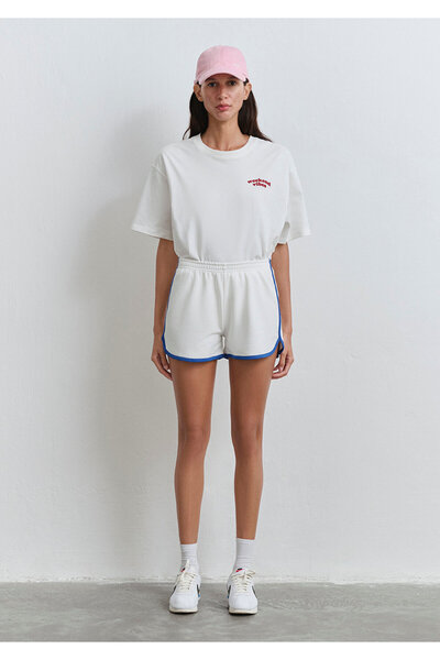 Mavi Biye Detaylı Ekru Şort 1410185-70057