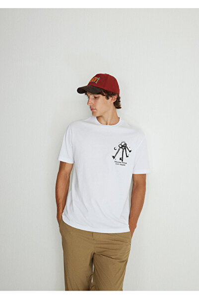 Mavi Weißes T-Shirt mit Rückendruck, lockere Passform / lockere, entspannte Passform 0612456 -620