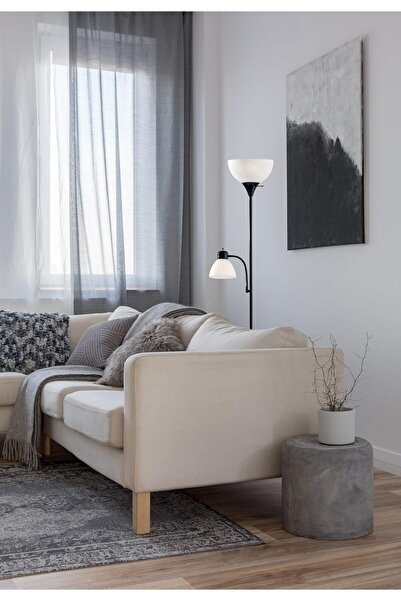 COOYA مصباح أرضي مزدوج الإضاءة، تصميم حديث لإضاءة أرضية متعددة الاستخدامات، 175 سم، أسود