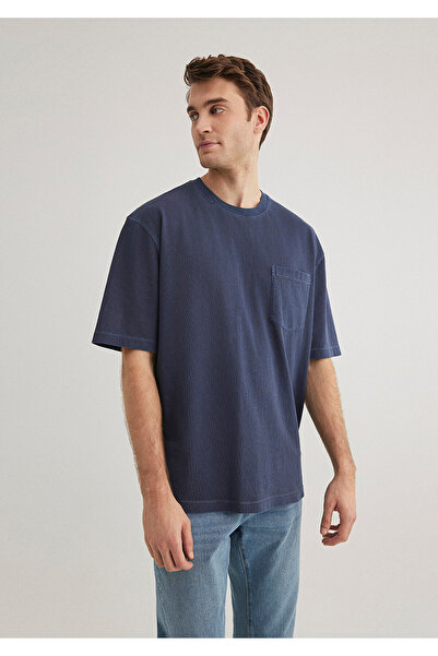 Mavi Μπλουζάκι Navy Blue με λεπτομέρεια τσέπης Loose Fit / Loose Relaxed Fit 0612502 -82183