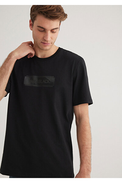 Mavi Μαύρο μπλουζάκι με μαύρη στάμπα κανονική εφαρμογή / κανονική εφαρμογή 0612528 -900