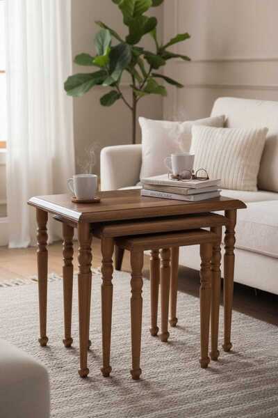 Akabesan Aksesuar Baha Serisi Dikdörtgen Tasarım Ceviz Kayın Ağacından Üst Ka...