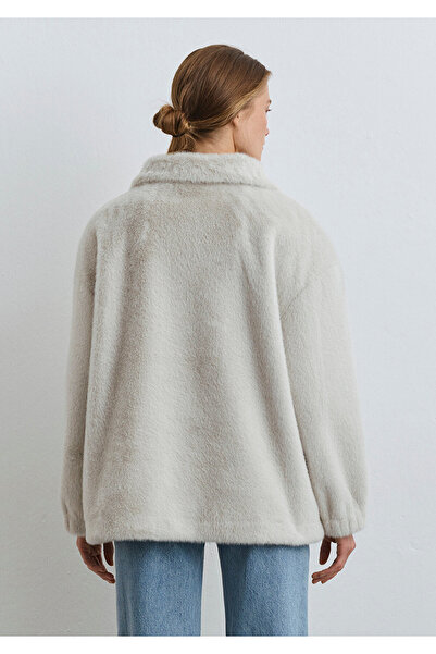 Mavi Açık Gri Peluş Ceket Oversize / Geniş Kesim 1110597-70037