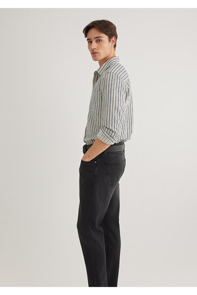 Mavi Siyah Çizgili Gömlek Slim Fit / Dar Kesim 0211425-18790
