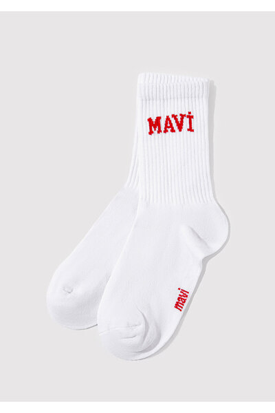 Mavi White Socket Socks with Logo Detail 1912726 -20454