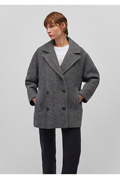 Mavi Gri Kaşe Kaban Oversize / Geniş Kesim 1110539-88090