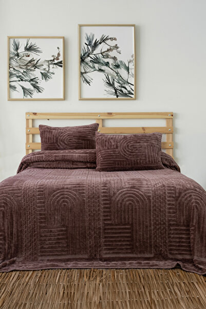 True Home Welsoft Lüx Jakarlı Çift Kişilik Yatak Örtüsü Seti Yastık Kılıflı | 230x240 cm