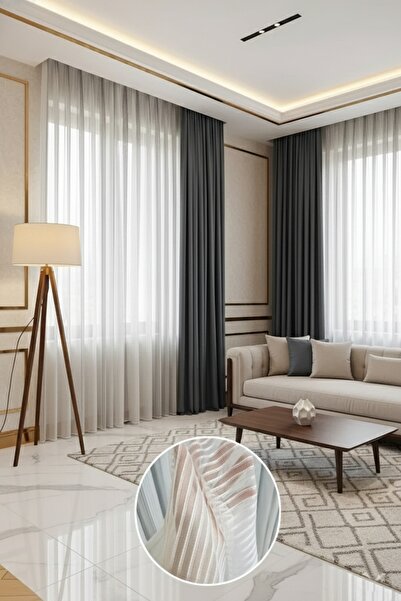 Madame Dower Perdele din tul cu lanțuri grele 1x3 pliuri adânci – 450 grame ț...