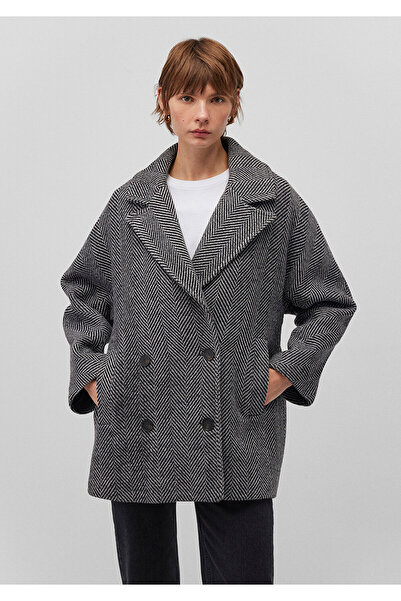 Mavi Gri Kaşe Kaban Oversize / Geniş Kesim 1110539-88090