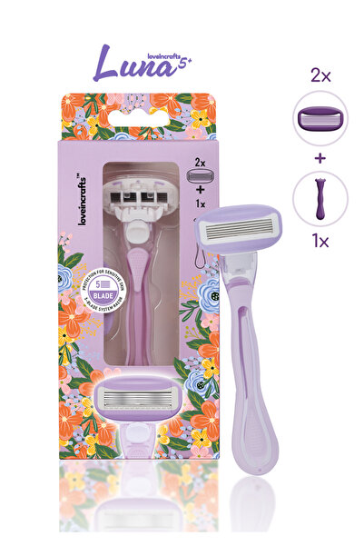 loveincrafts ماكينة حلاقة نسائية من لونا ذات 5 شفرات مع رأسين بديلين لشفرات ا...