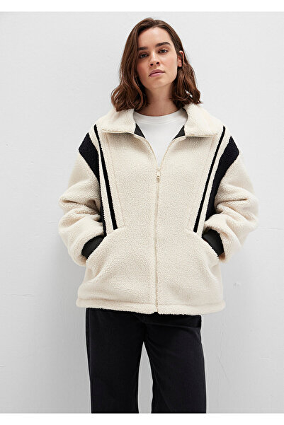 Mavi Kontrast Renkli Sherpa Ceket Loose Fit / Bol Rahat Kesim 1110520-70007