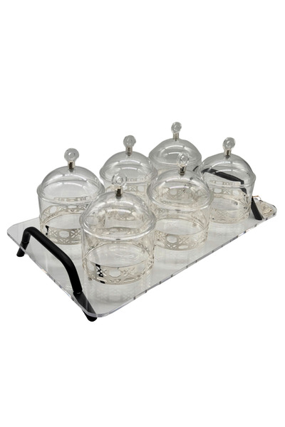 ALQANNAS A 6-compartment nut and candy holder made of high-quality, break-resistant acrylic.