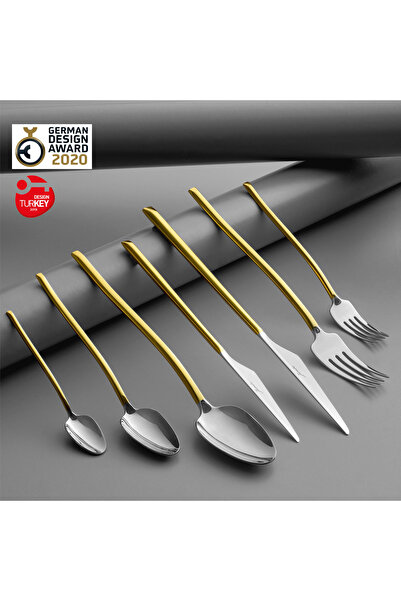 Jumbo 5100 Quartz Altın 12 Kişilik 84 Parça Çatal Kaşık Bıçak Takımı