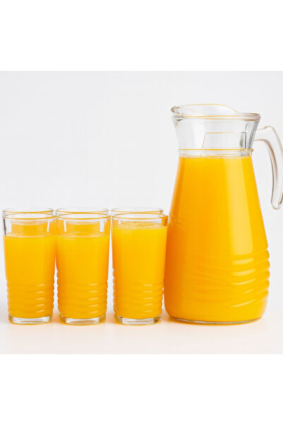 ALQANNAS 1800ml glass jug with lid and 6 crystal glasses, 250ml capacity | Luxury juice and water serving set