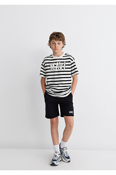 Mavi Logo Baskılı Siyah Şort 6410003-900