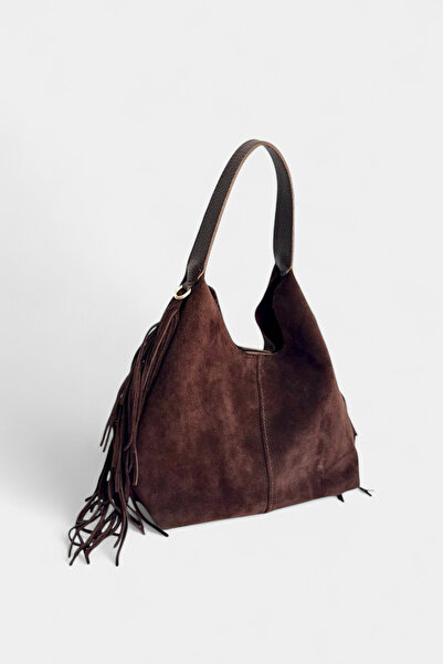 Miales Bitter Brown, 100% Genuine Suede Leather Women's Hand and Shoulder Bag...