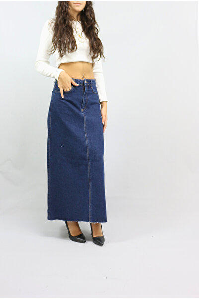 Ede Tekstil ДОВГА ДЖИНСОВА СПІДНИЦЯ ТЕМНО-СИНЯ ДЖИНСОВА