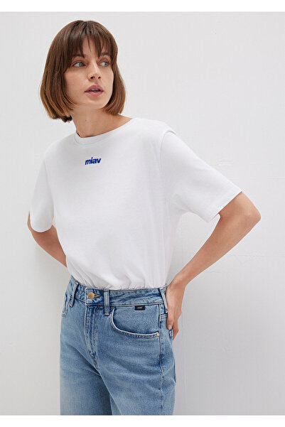 Mavi Weißes T-Shirt mit Mini-Meow-Aufdruck, reguläre Passform 1612452 -620