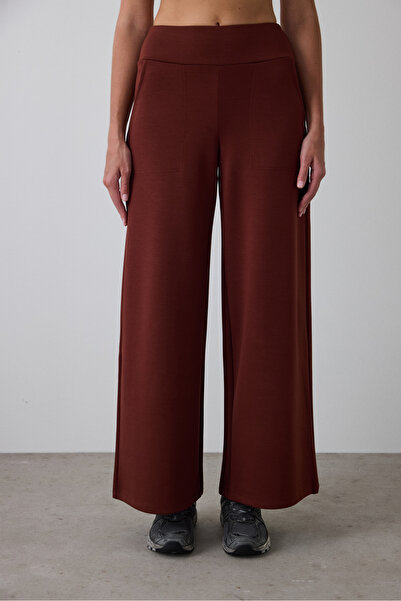 Penti Cappuccino High Waist Wide Leg Pants with Elastic Waist