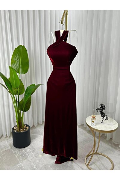 AHAD FARHAN Red velvet dress