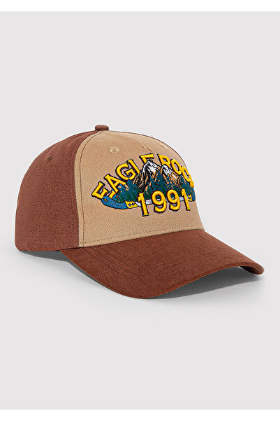 Mavi Baskılı Kahverengi Şapka 0911514-70202