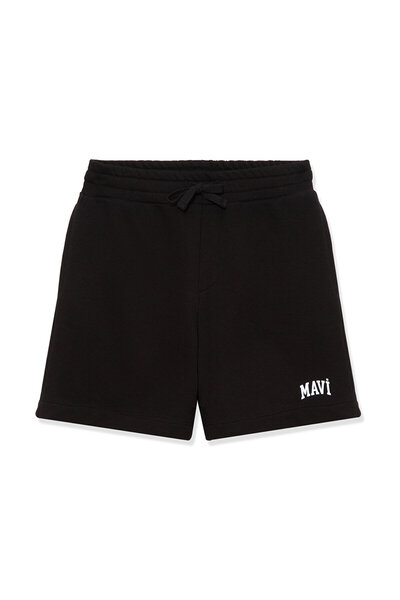 Mavi Logo Baskılı Siyah Şort 6410003-900