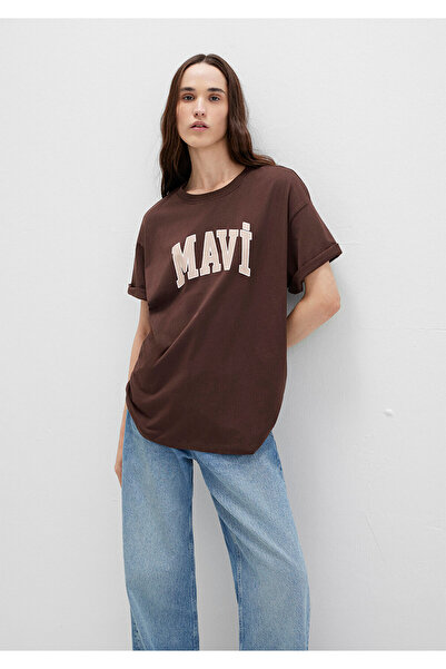 Mavi Καφέ μπλουζάκι με λογότυπο Oversize / Φαρδιά κοπή 1600843 -88062