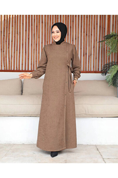 Nevayla Moda اللون البيج ربط المفاجئة مفصلة Ferace