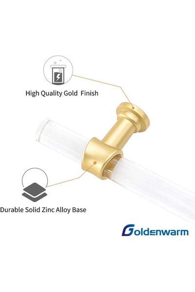 Goldenwarm Set 10 manere pentru dulapuri Goldenwarm– Design Elegant din Zinc si Acril, 225mm
